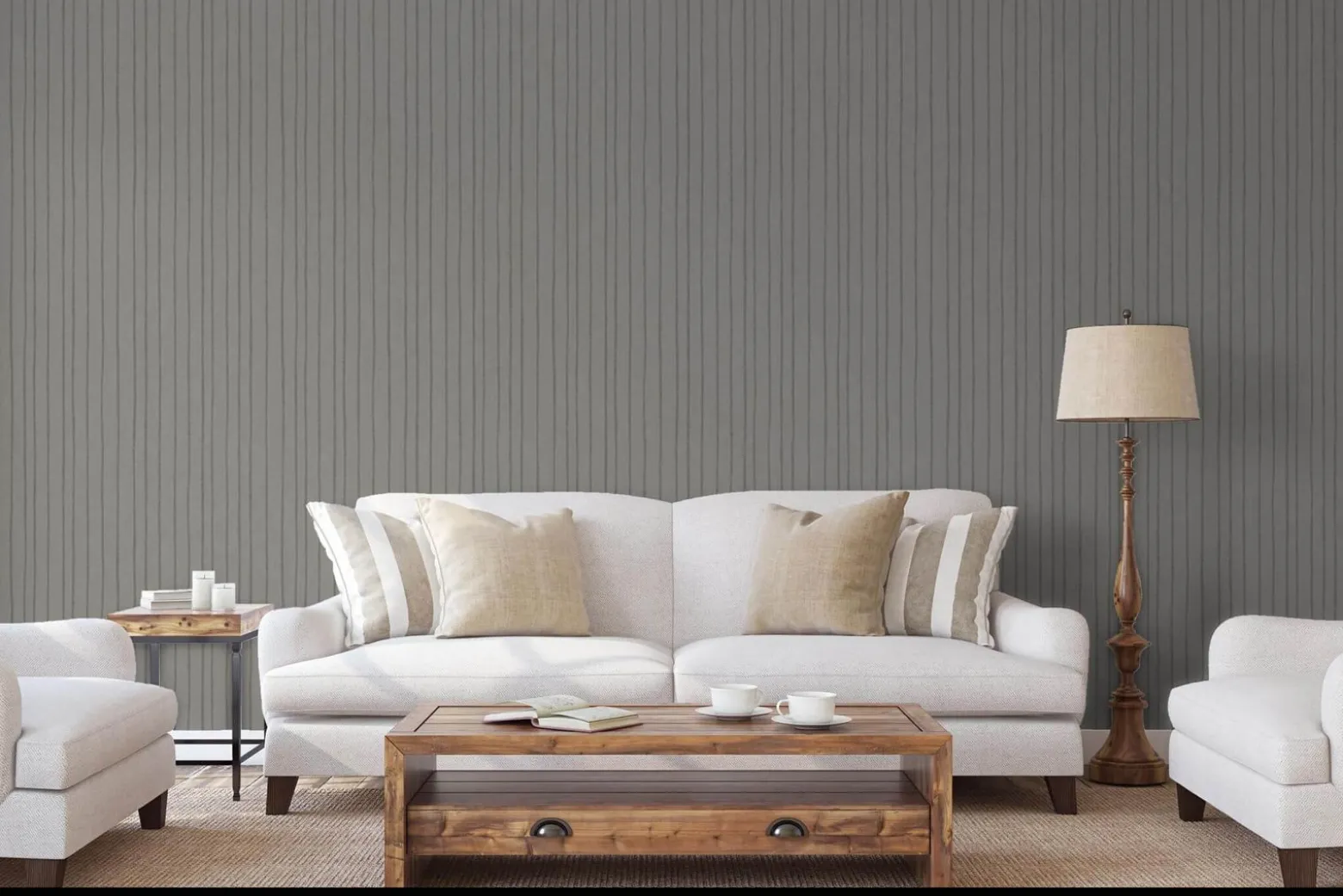 Vliestapete Marburg Streifen grau metallic 84853