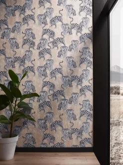 Vliestapete Marburg Tiger beige grau metallic 84874