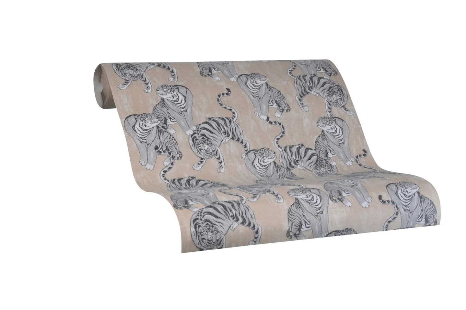 Vliestapete Marburg Tiger beige grau metallic 84874