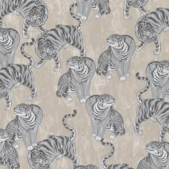 Vliestapete Marburg Tiger beige grau metallic 84874