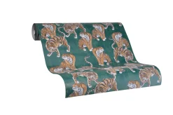 Vliestapete Marburg Tiger grün braun metallic 84872