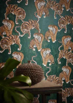 Vliestapete Marburg Tiger grün braun metallic 84872