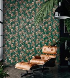 Vliestapete Marburg Tiger grün braun metallic 84872