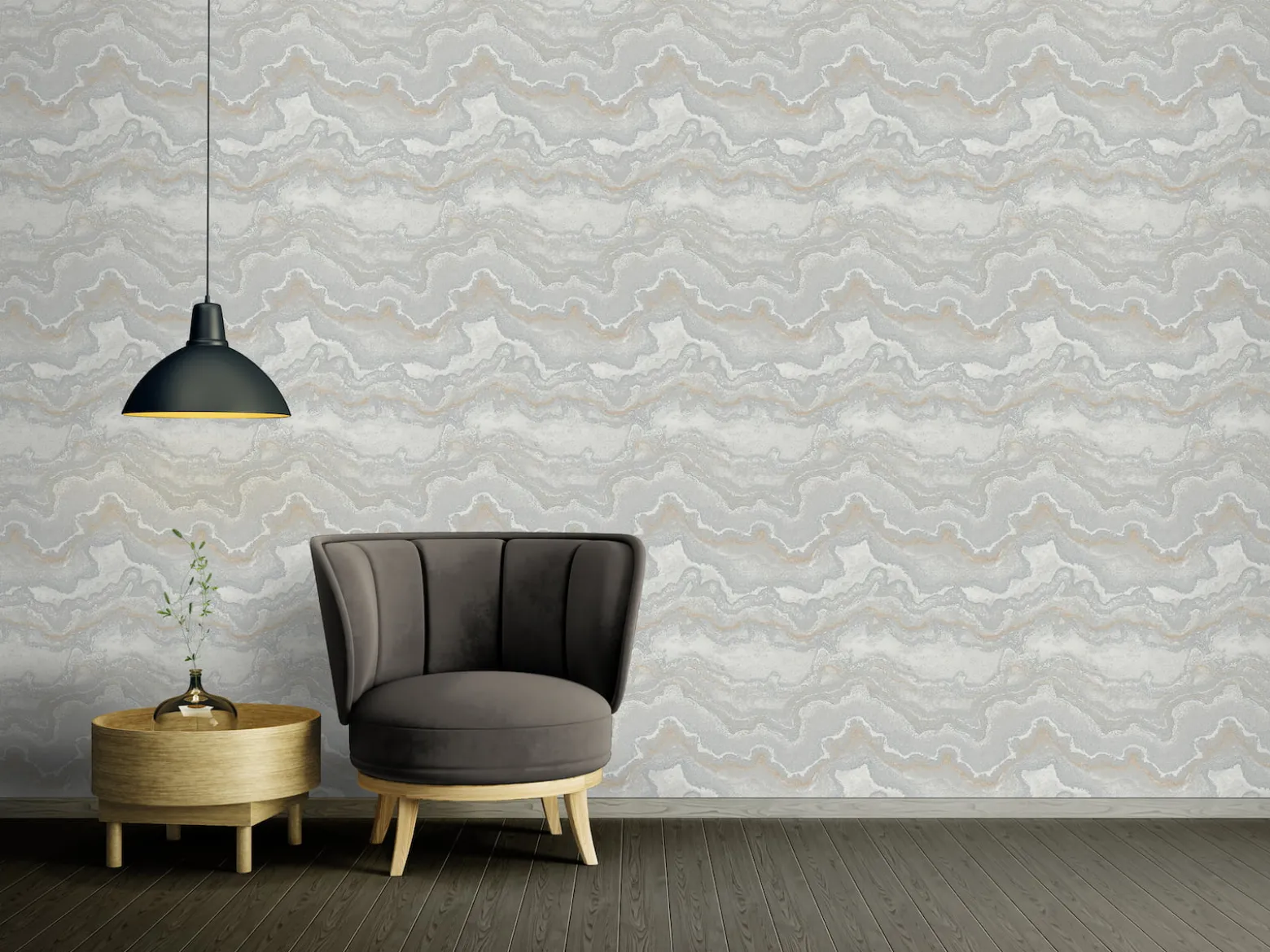 Vliestapete Marmor Optik Grau Silber Metallic 39659-5