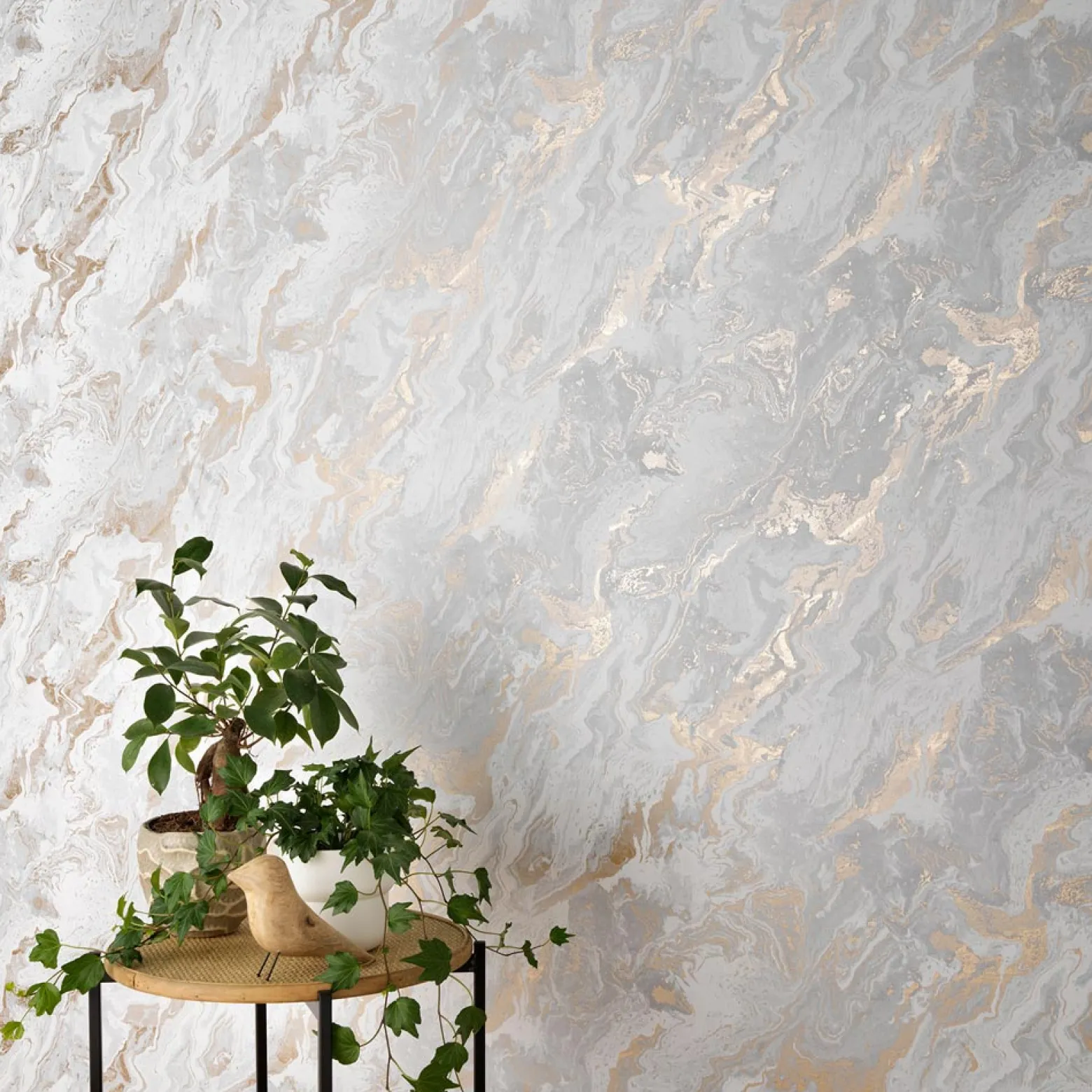 Vliestapete Marmor Optik Grau Weiß Gold Metallic 10318-10