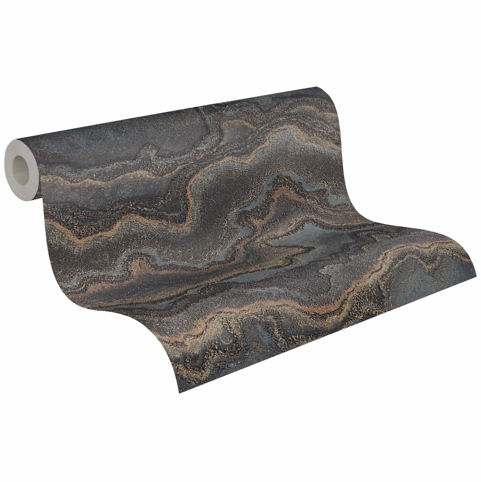 Vliestapete Marmor Optik Schwarz Gold Metallic 39659-4