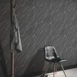 Vliestapete Maserung Schwarz Silber Metallic 10440-15