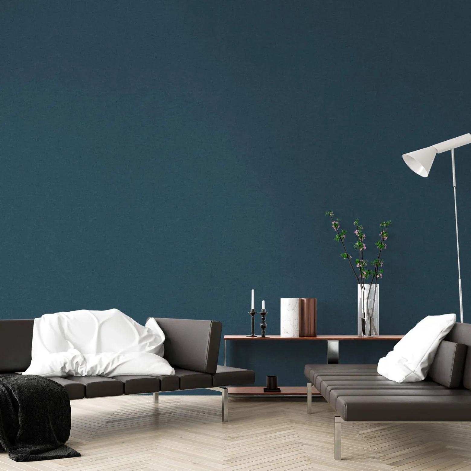 Vliestapete meliertes Uni blau 37431-5