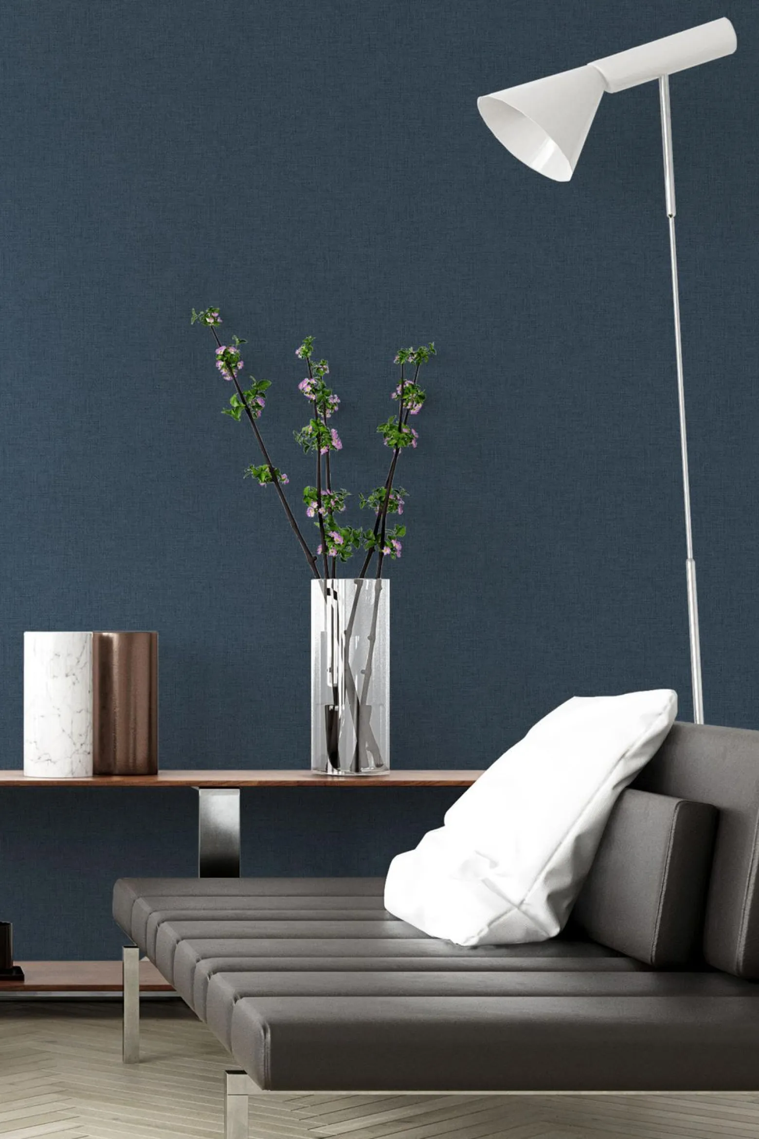 Vliestapete meliertes Uni blau 37431-5
