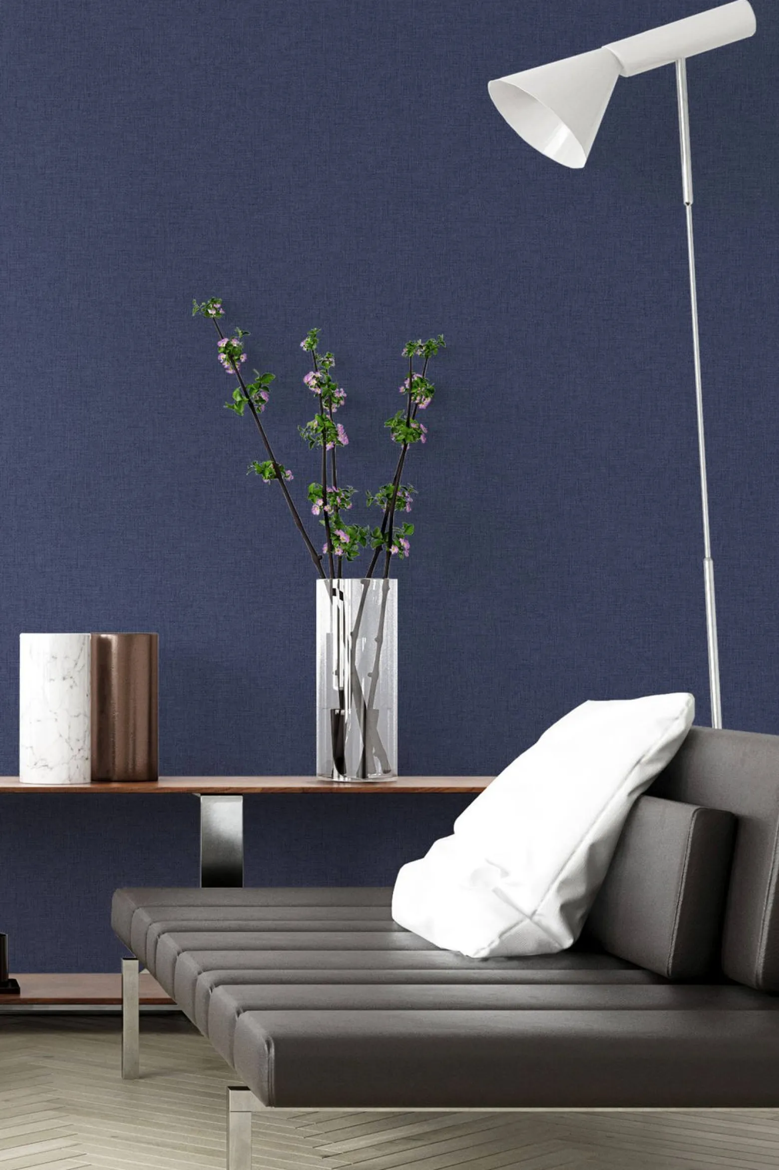 Vliestapete meliertes Uni blau grau 37431-3