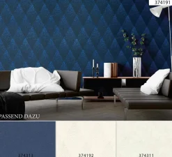 Vliestapete meliertes Uni blau grau 37431-3