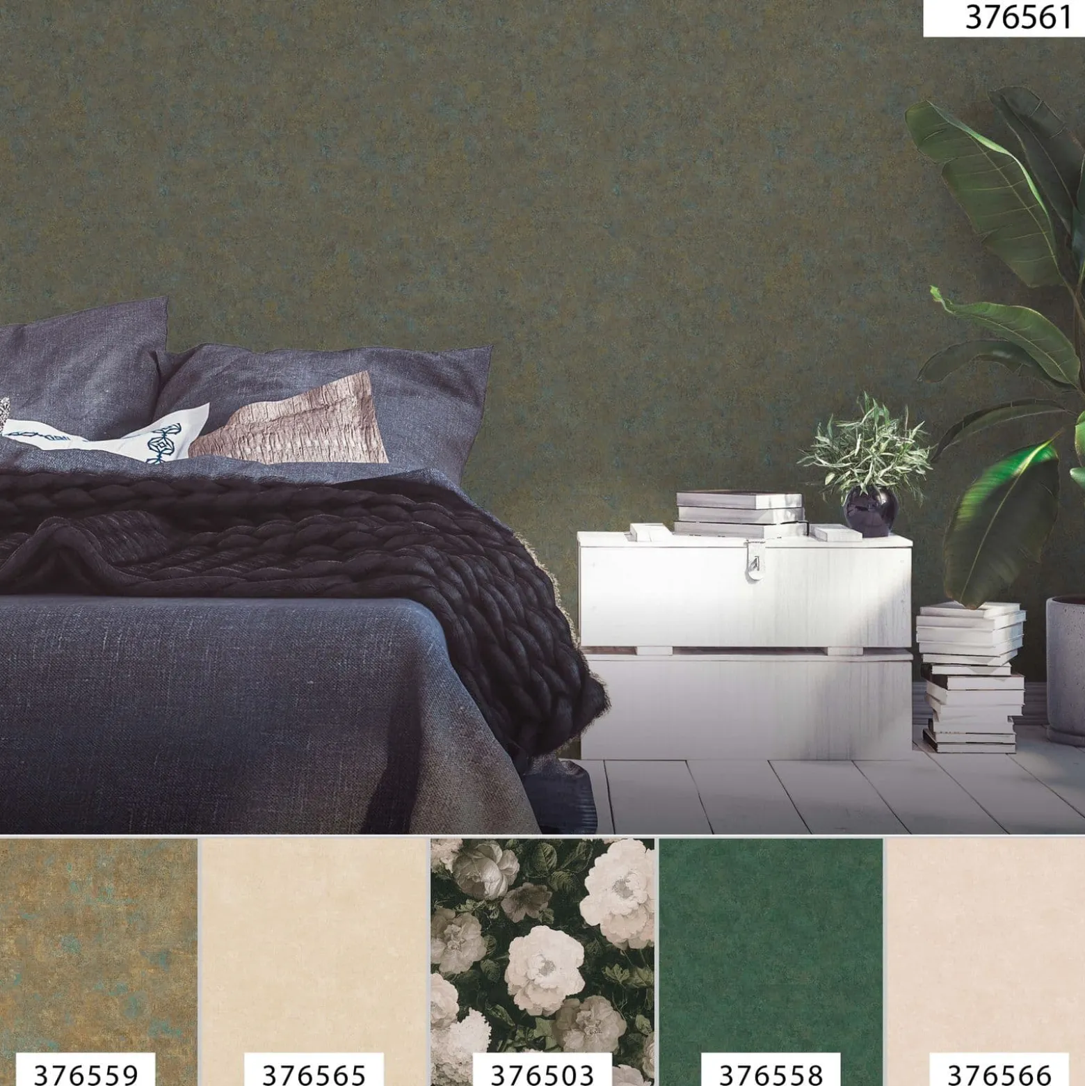 Vliestapete meliert Uni braun blau 37656-1