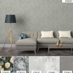 Vliestapete meliert Uni grau-blau braun 37655-7