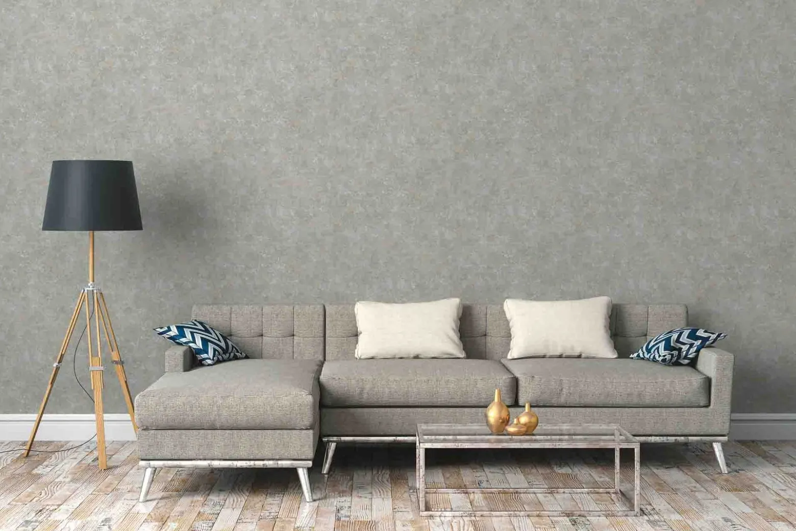 Vliestapete meliert Uni grau-blau braun 37655-7