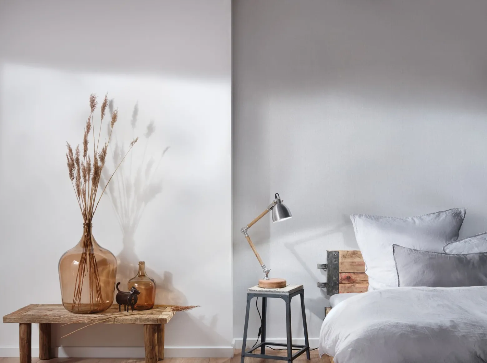 Vliestapete Meliert weißgrau livingwalls Hygge 36378-1