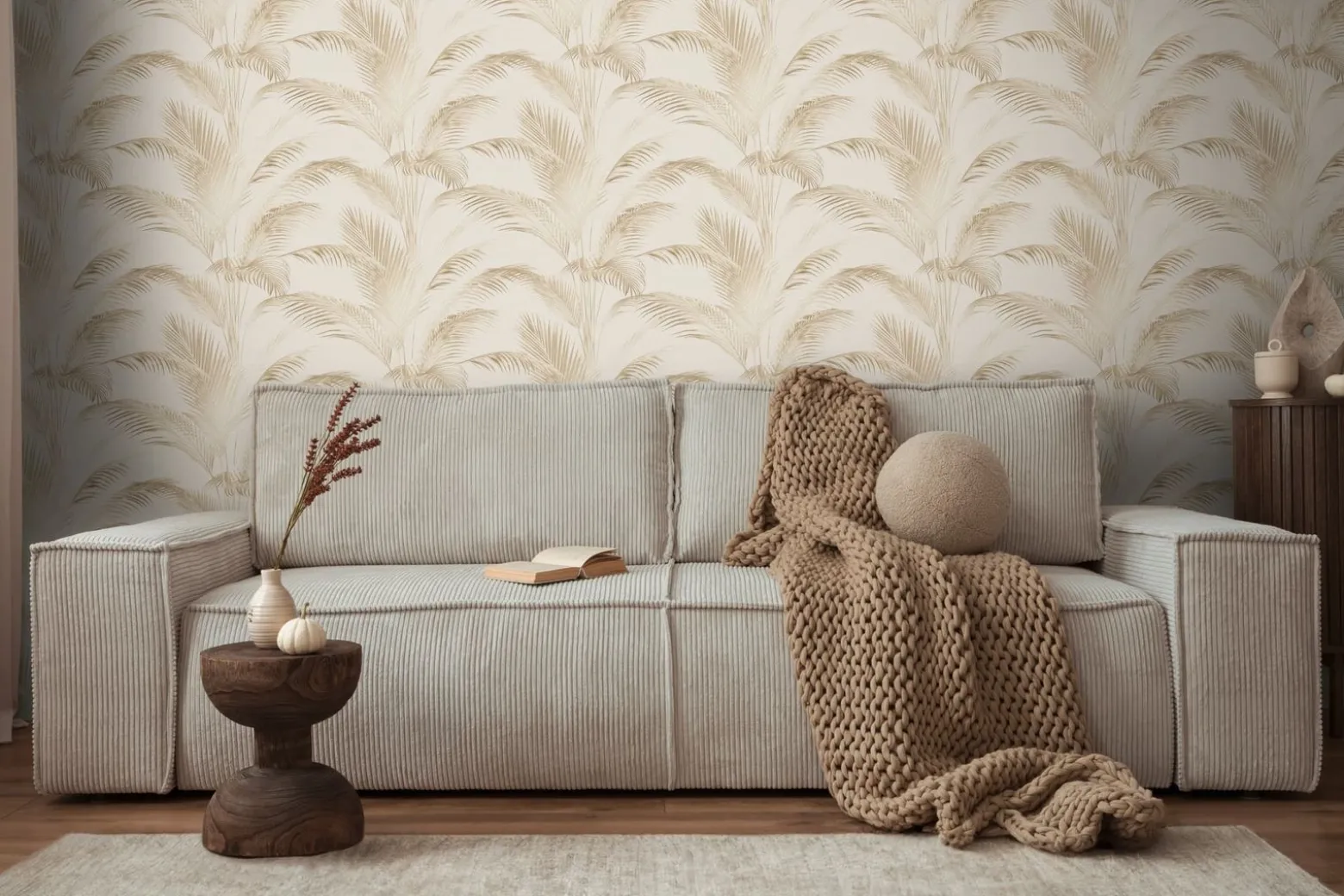Vliestapete Michalsky Blätter Beige Creme Metallic 39980-1