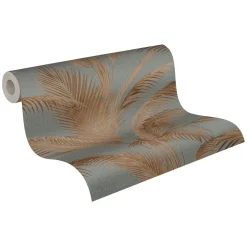 Vliestapete Michalsky Blätter Grau Kupfer Metallic 39980-3