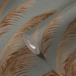 Vliestapete Michalsky Blätter Grau Kupfer Metallic 39980-3