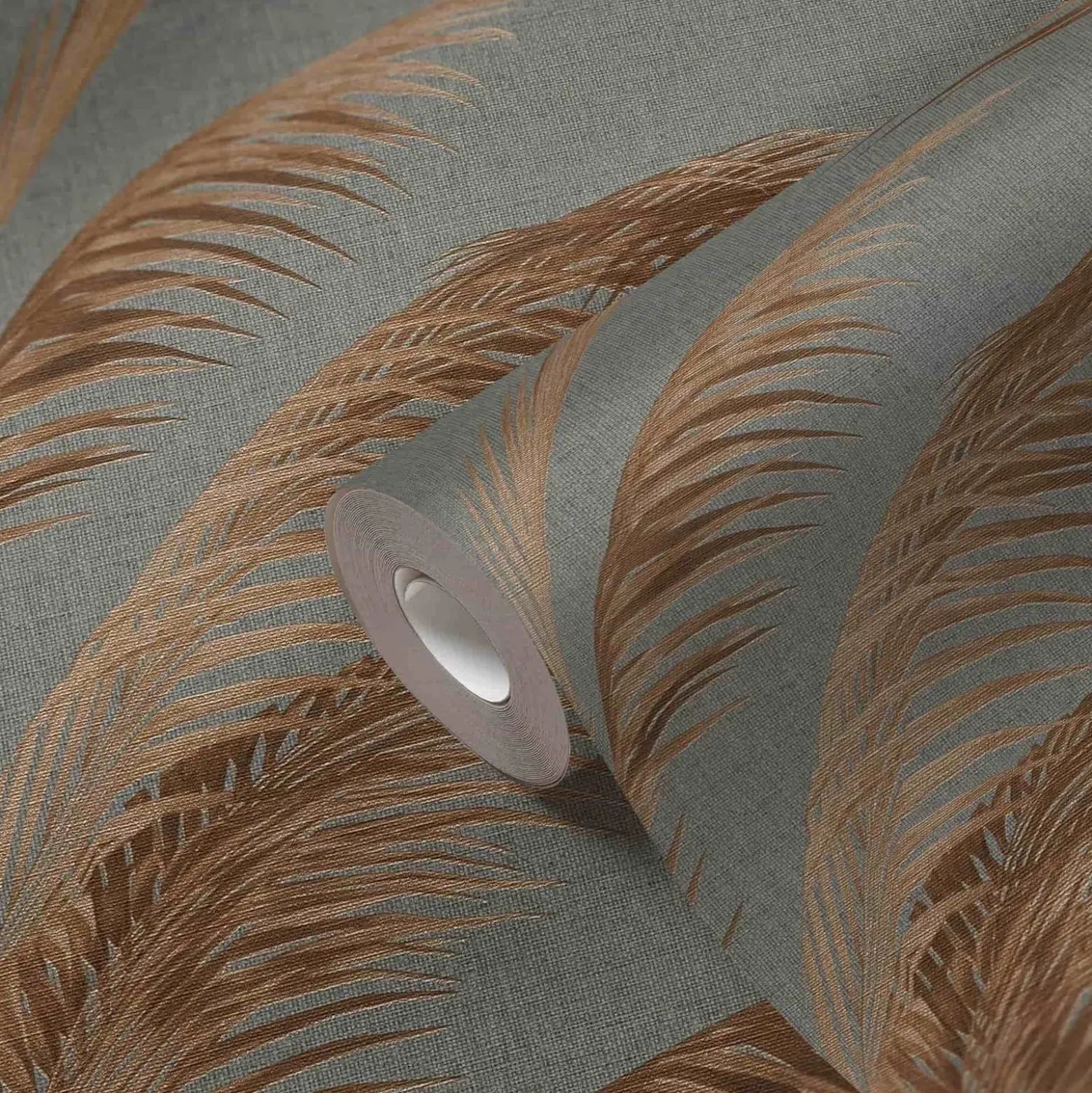 Vliestapete Michalsky Blätter Grau Kupfer Metallic 39980-3