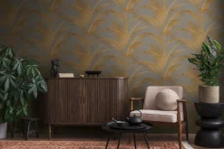 Vliestapete Michalsky Blätter Grau Gold Metallic 39980-4