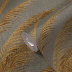 Vliestapete Michalsky Blätter Grau Gold Metallic 39980-4