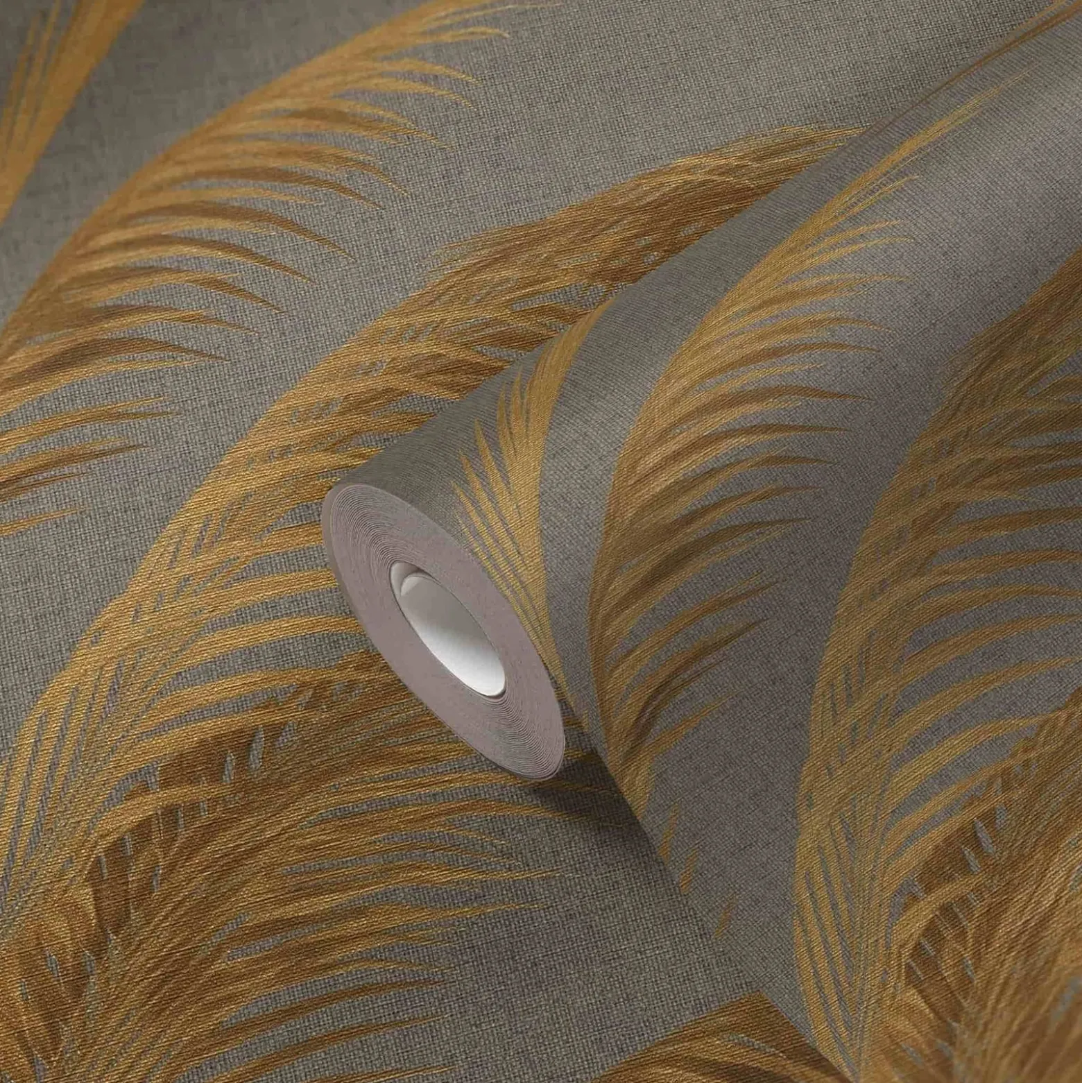 Vliestapete Michalsky Blätter Grau Gold Metallic 39980-4