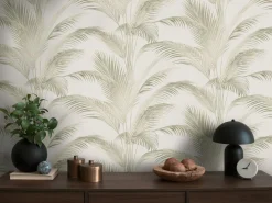 Vliestapete Michalsky Blätter Creme Grün Metallic 39980-2