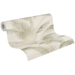 Vliestapete Michalsky Blätter Creme Grün Metallic 39980-2