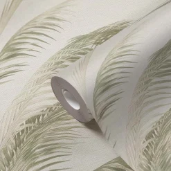 Vliestapete Michalsky Blätter Creme Grün Metallic 39980-2