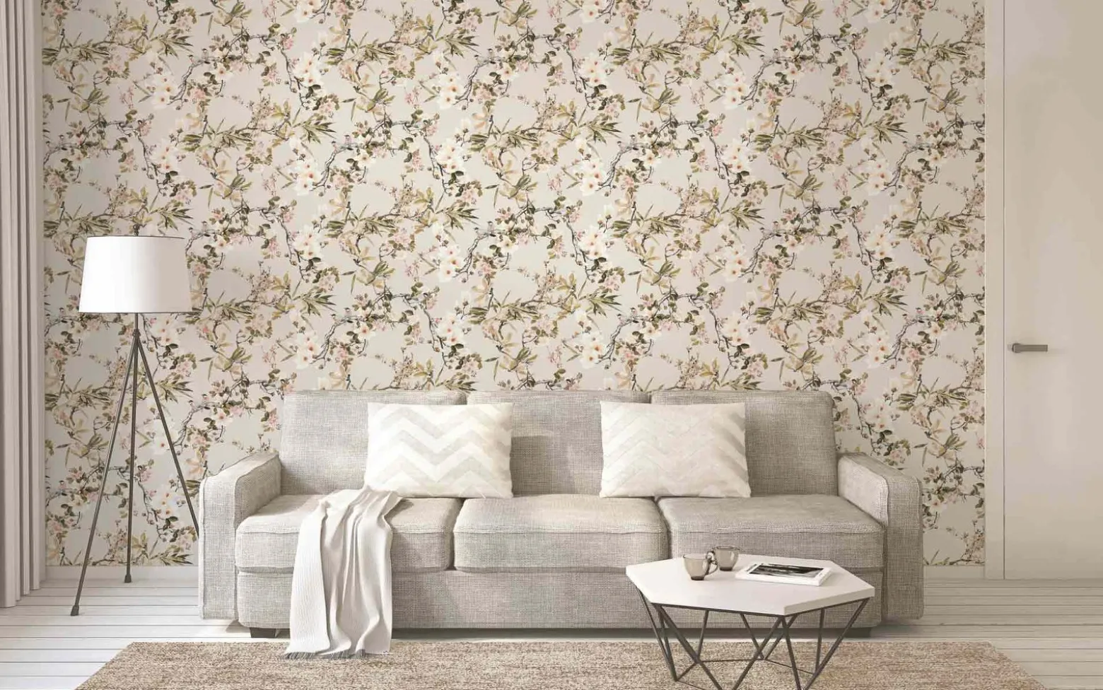 Vliestapete Michalsky Blumen Floral creme grün 36498-2