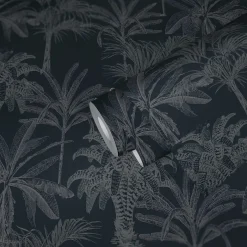 Vliestapete Michalsky Palmen Floral schwarz grau 37983-2