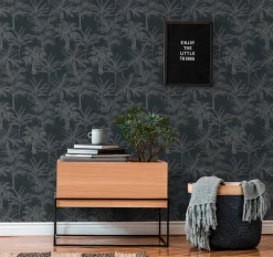 Vliestapete Michalsky Palmen Floral schwarz grau 37983-2