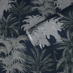 Vliestapete Michalsky Palmen Floral blau grau 37983-5