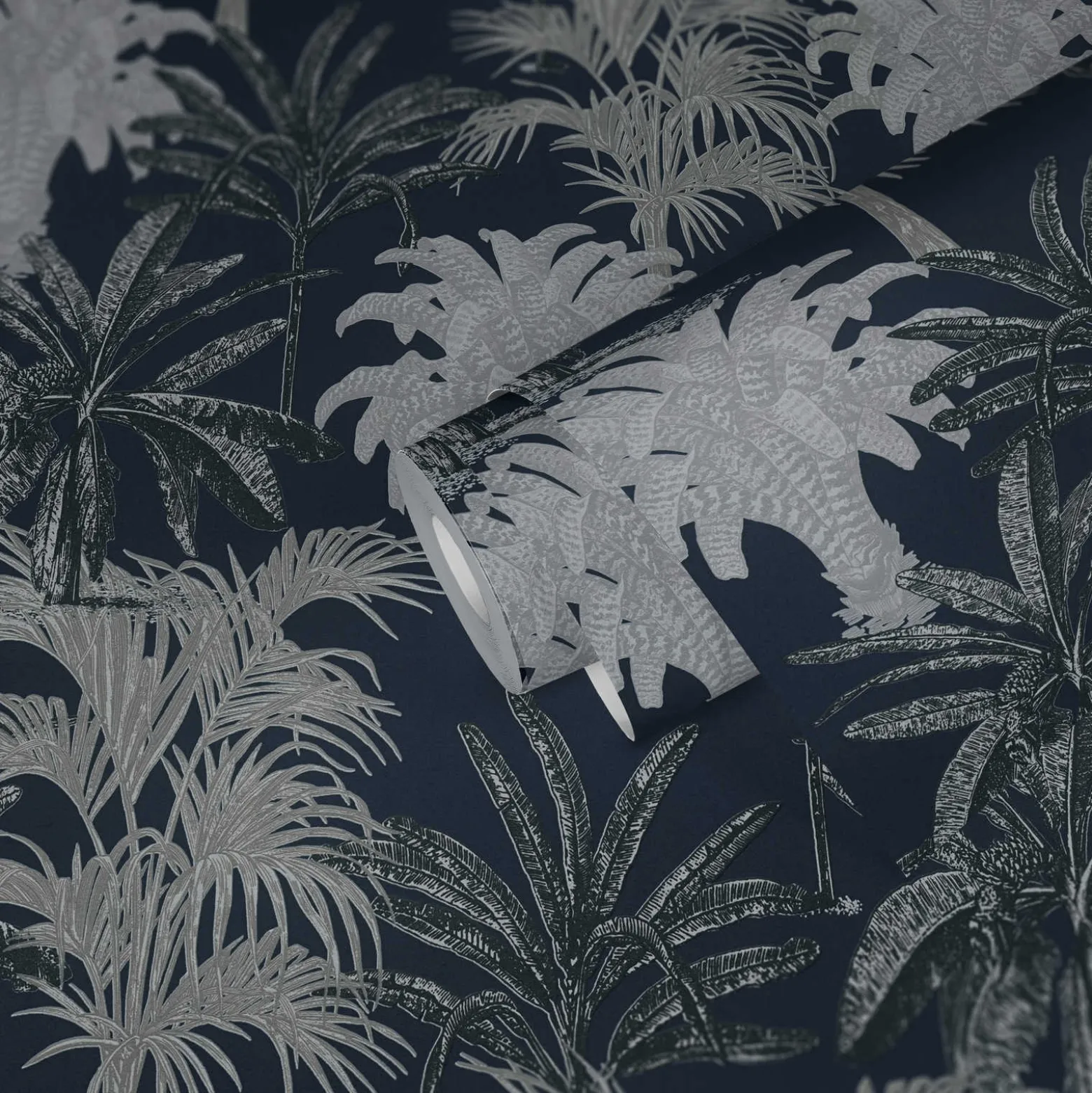 Vliestapete Michalsky Palmen Floral blau grau 37983-5