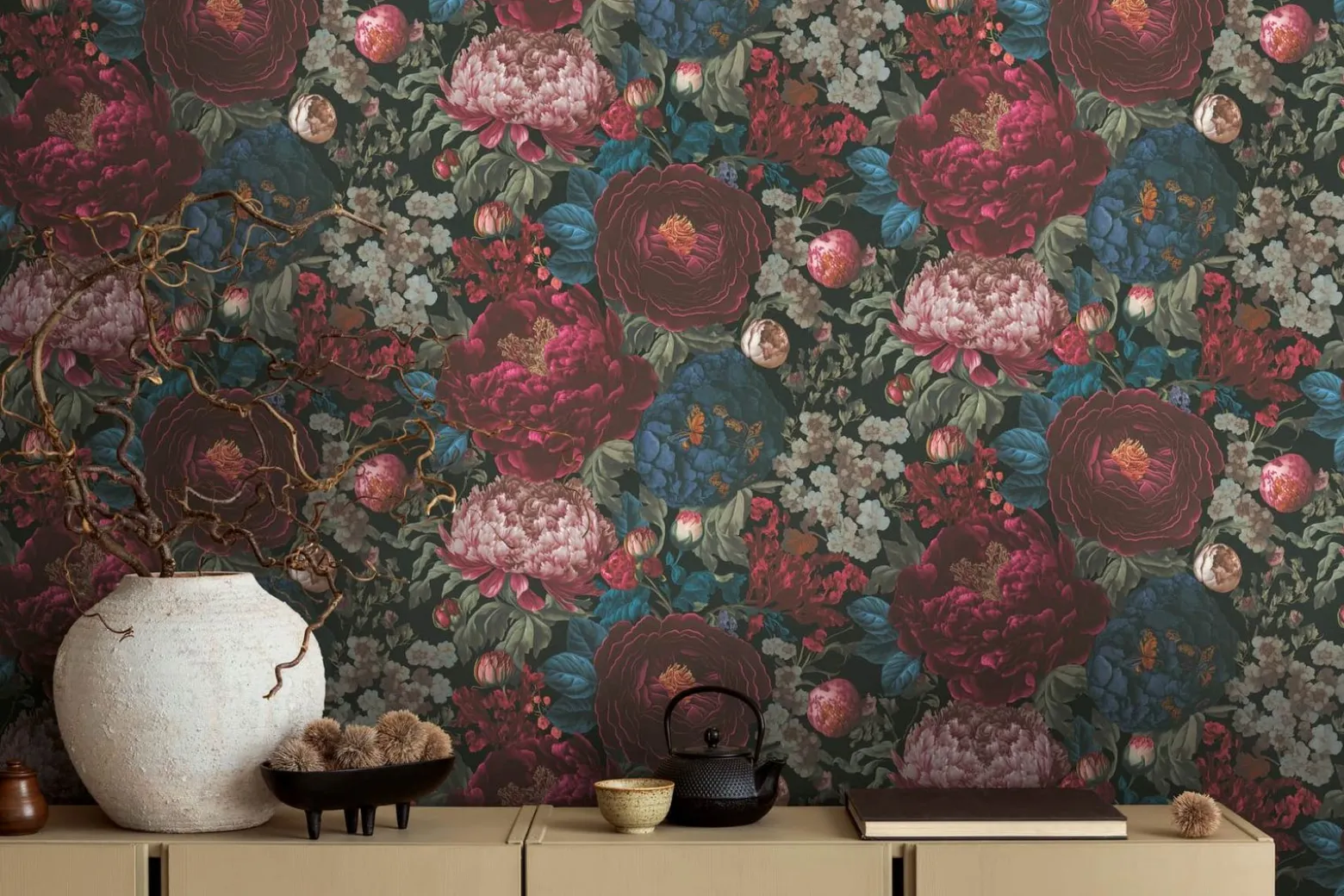 Vliestapete Michalsky Rosen Rot Grün Blau 39979-1