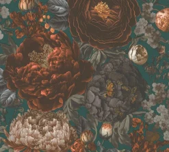 Vliestapete Michalsky Rosen Orange Grün Grau 39979-3
