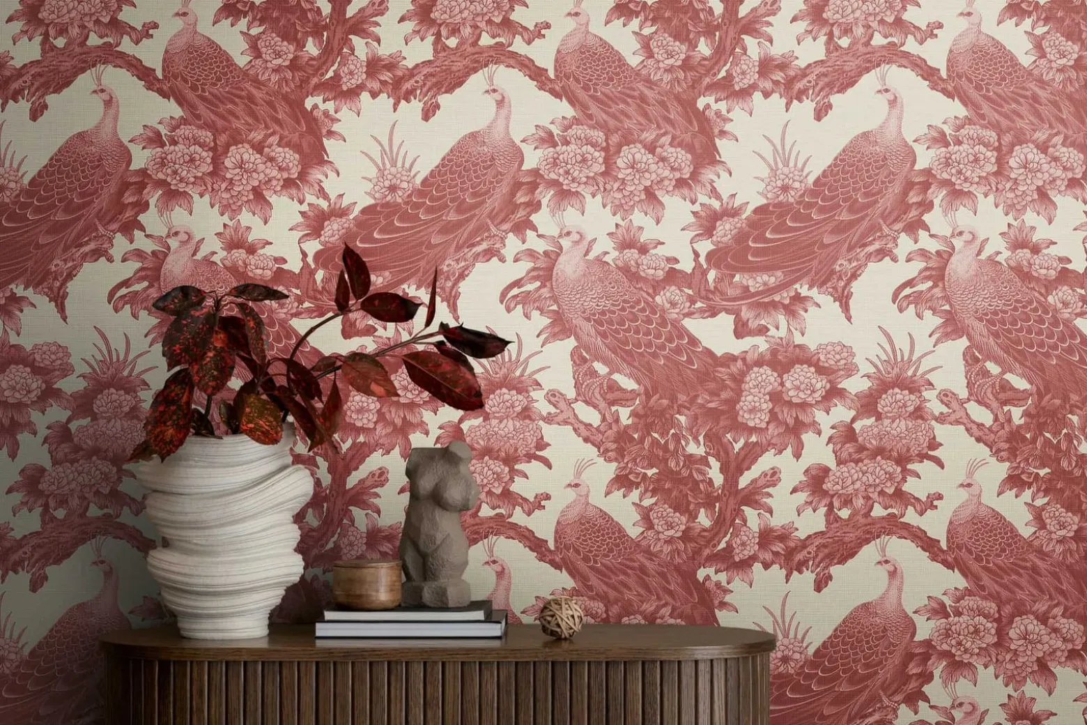 Vliestapete Michalsky Vögel Tropisch Rot Beige 39982-4