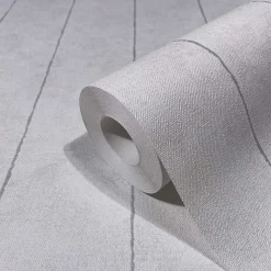 Vliestapete Nadel Streifen Beige Grau Glitzer 34403