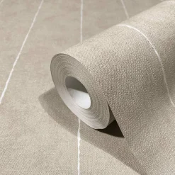 Vliestapete Nadel Streifen Beige Grau Glitzer 34406