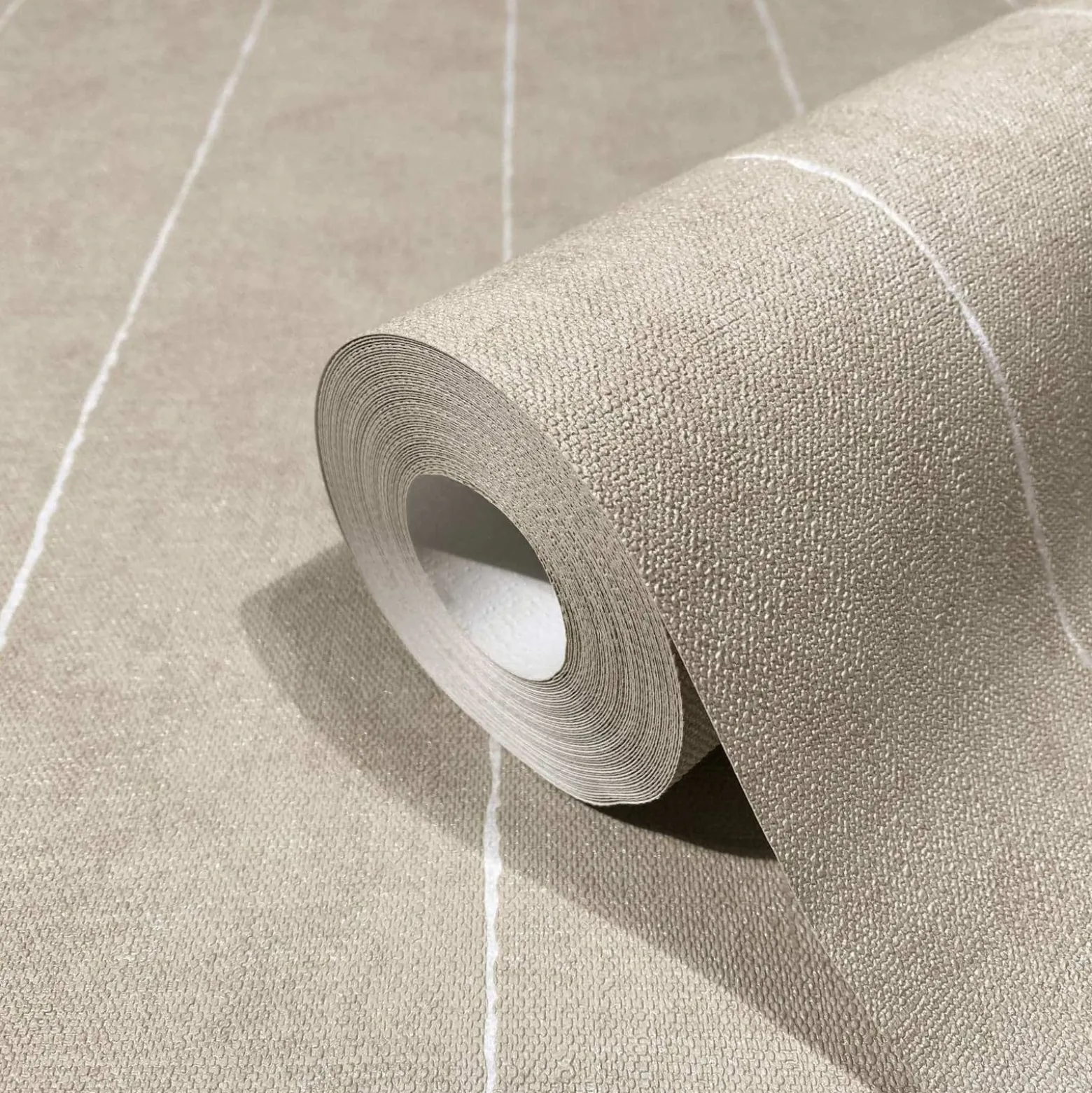 Vliestapete Nadel Streifen Beige Grau Glitzer 34406