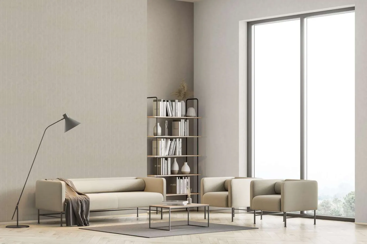 Vliestapete Nadel Streifen Beige Grau Glitzer 34406