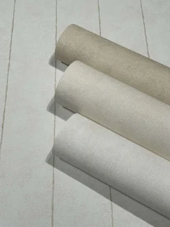 Vliestapete Nadel Streifen Creme Beige Glitzer 34402