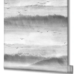 Vliestapete Natur Himmel Vögel Hellgrau Weiß 81628