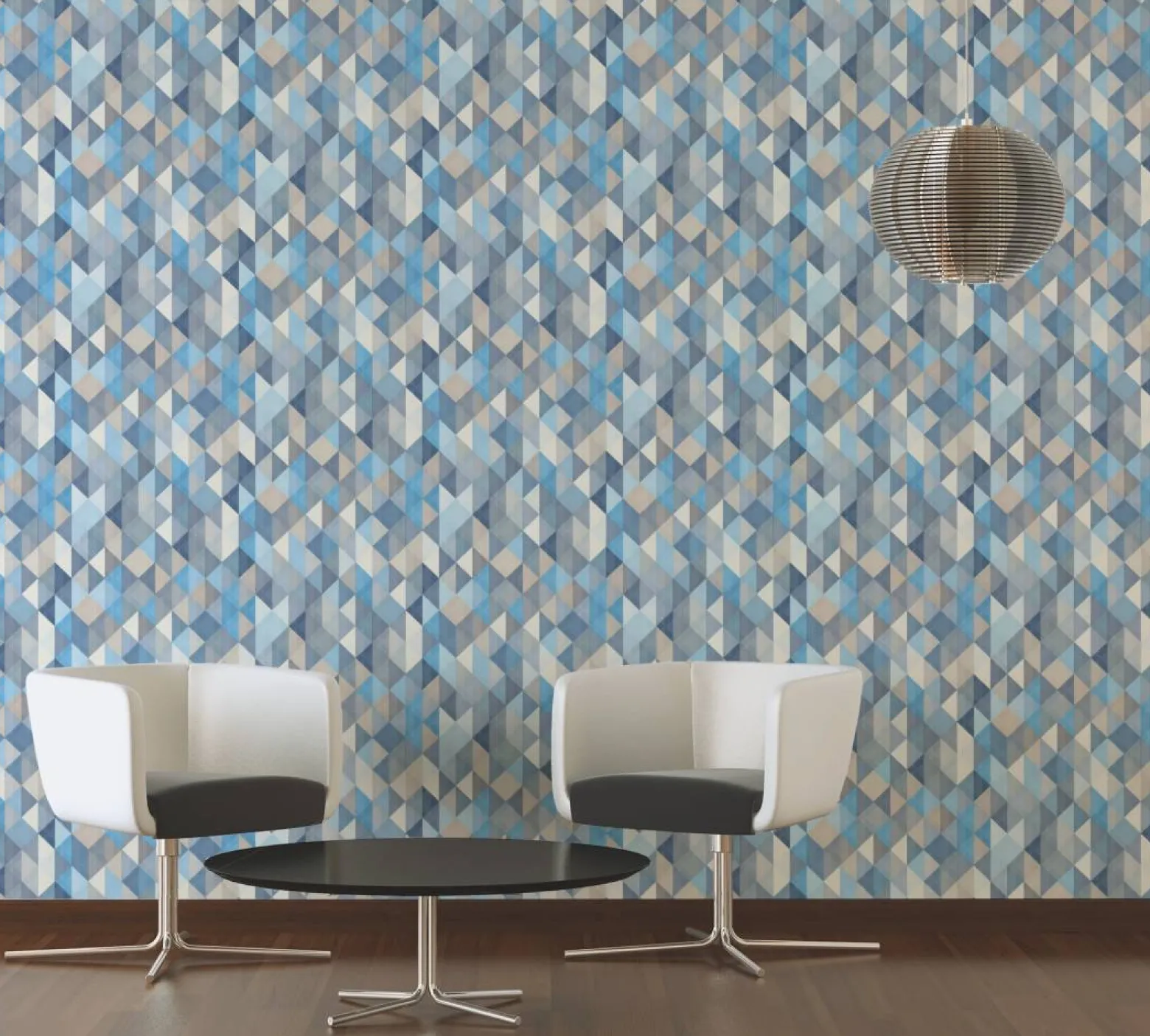 Vliestapeten Dreieckmuster blau grau 36786-3