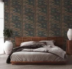 Vliestapete Orientalisch Muster dunkelblau braun 37868-2