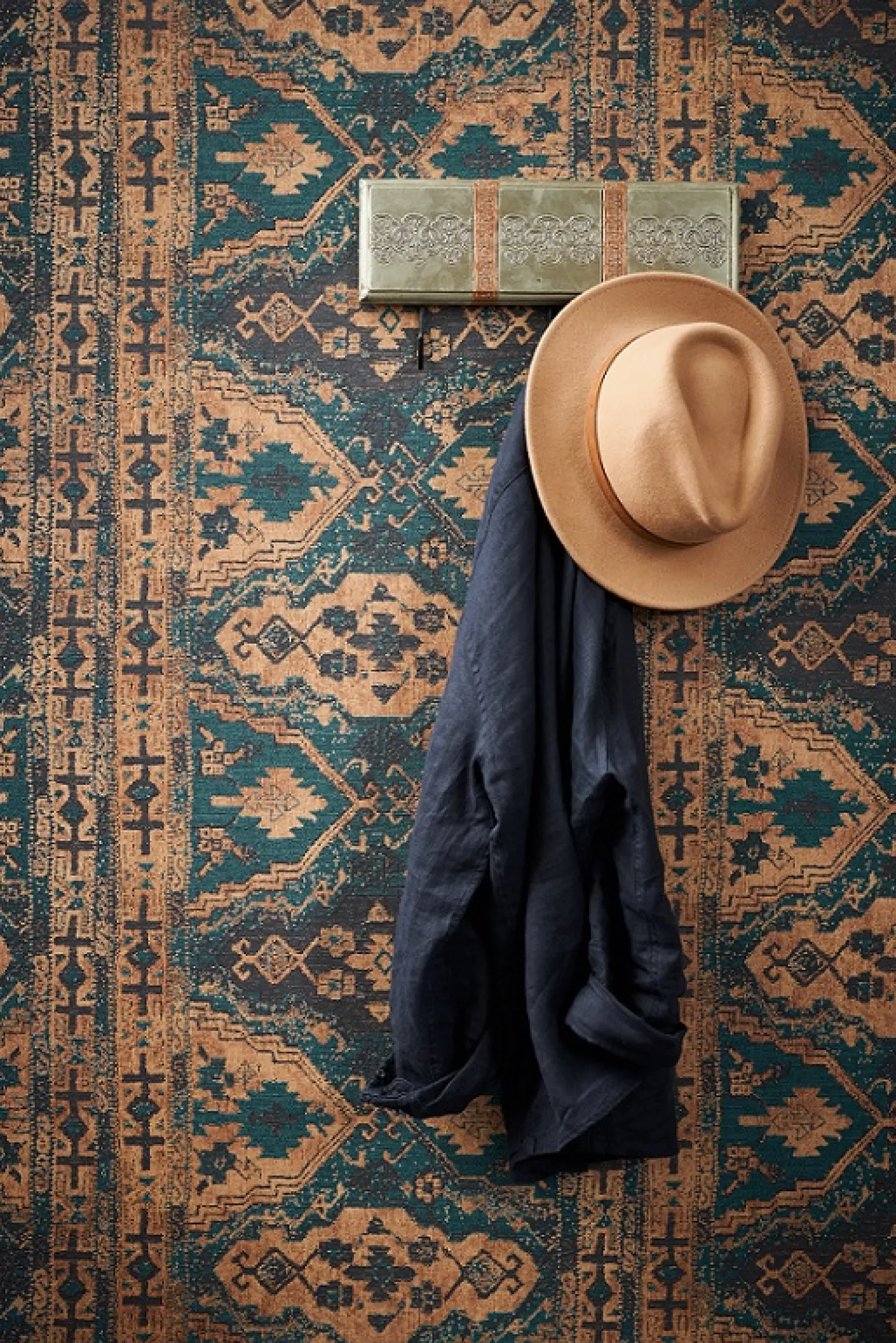 Vliestapete Orientalisch Muster dunkelblau braun 37868-2