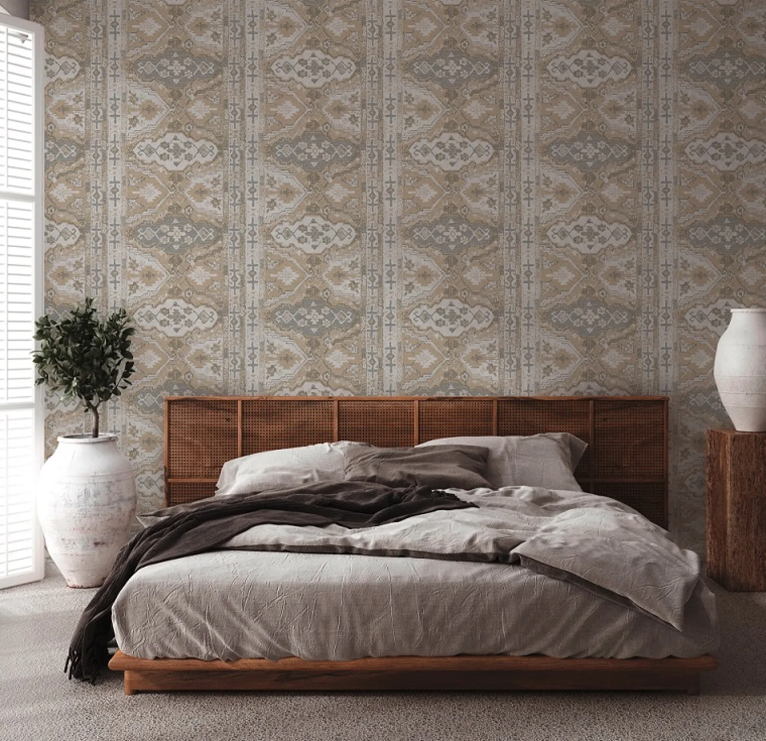 Vliestapete Orientalisch Muster beige weiß grau 37868-3