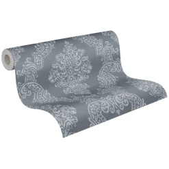 Vliestapete Ornamente Anthrazit Silber Metallic 39765-7