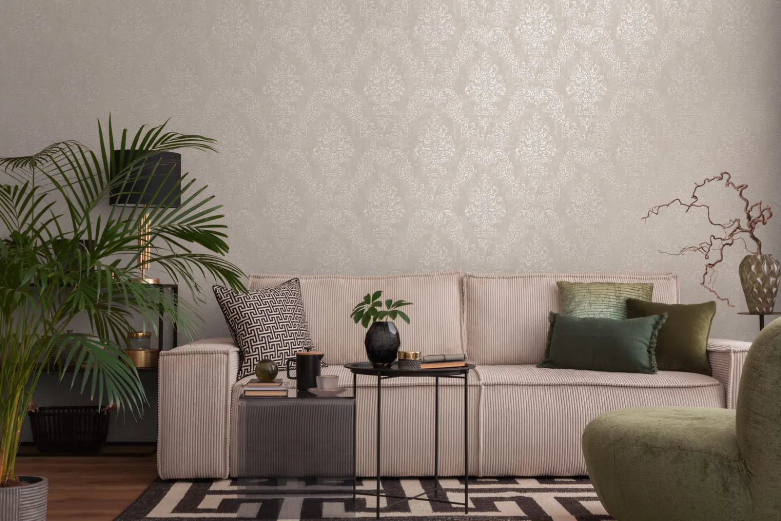 Vliestapete Ornamente Barock Grau Beige Metallic 39765-6