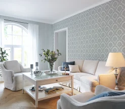 Vliestapete Ornamente Barock blau Glanz Rasch 570533